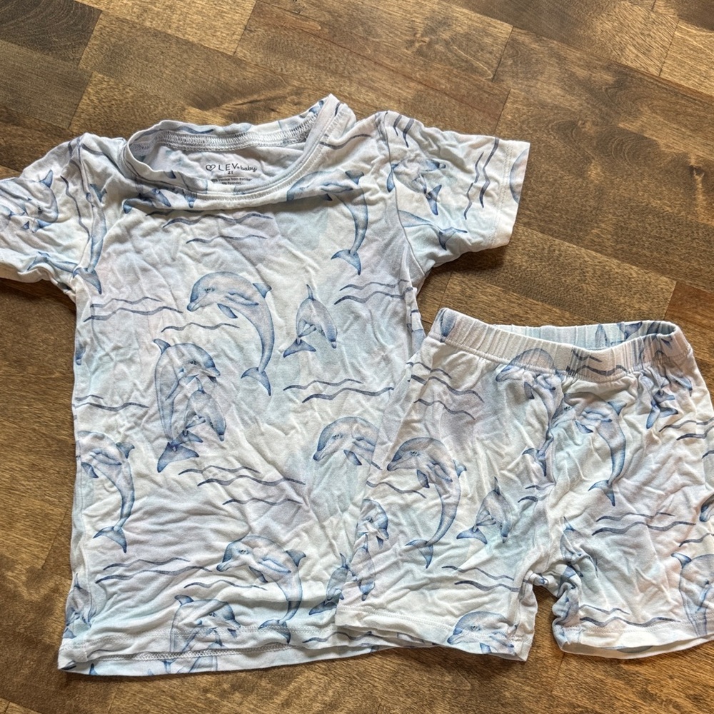Lev Baby Blue Dolphin Print Kids Pajamas